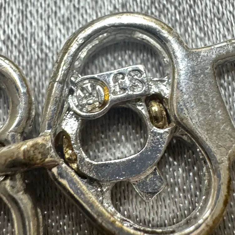 Vintage SJR Interlocking Heart Link Bracelet – Two-Tone Silver & Gold Finish