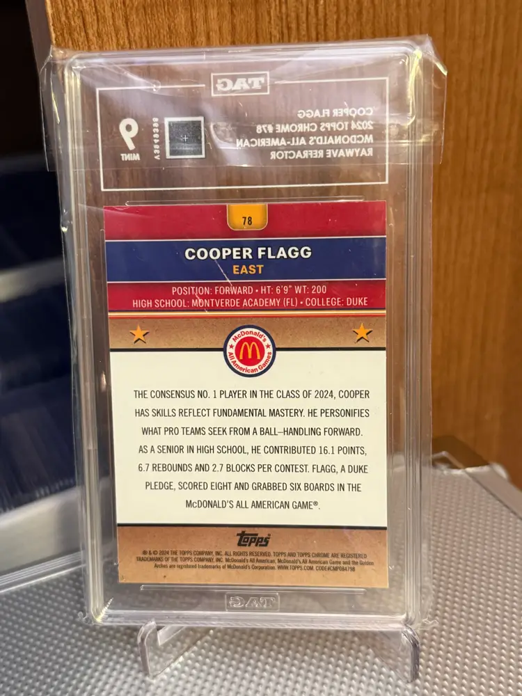 Cooper Flagg 2024 Topps Chrome McDonalds All-American Raywave Refractor TAG 9