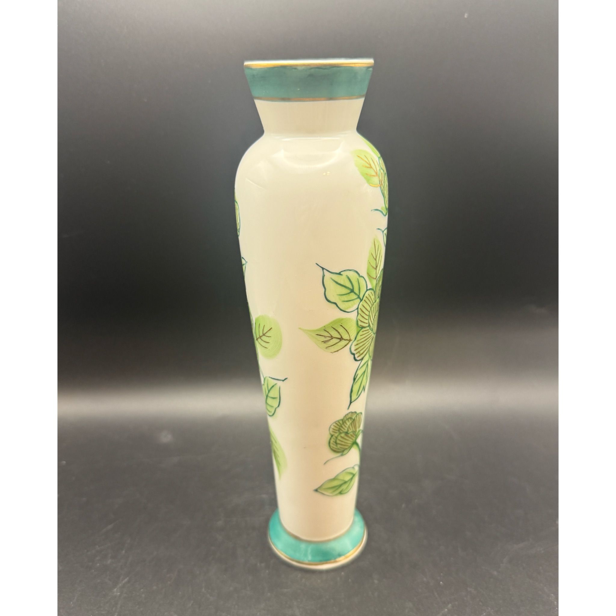Niknax · Vintage Hand-Painted Green Floral Japanese Vase