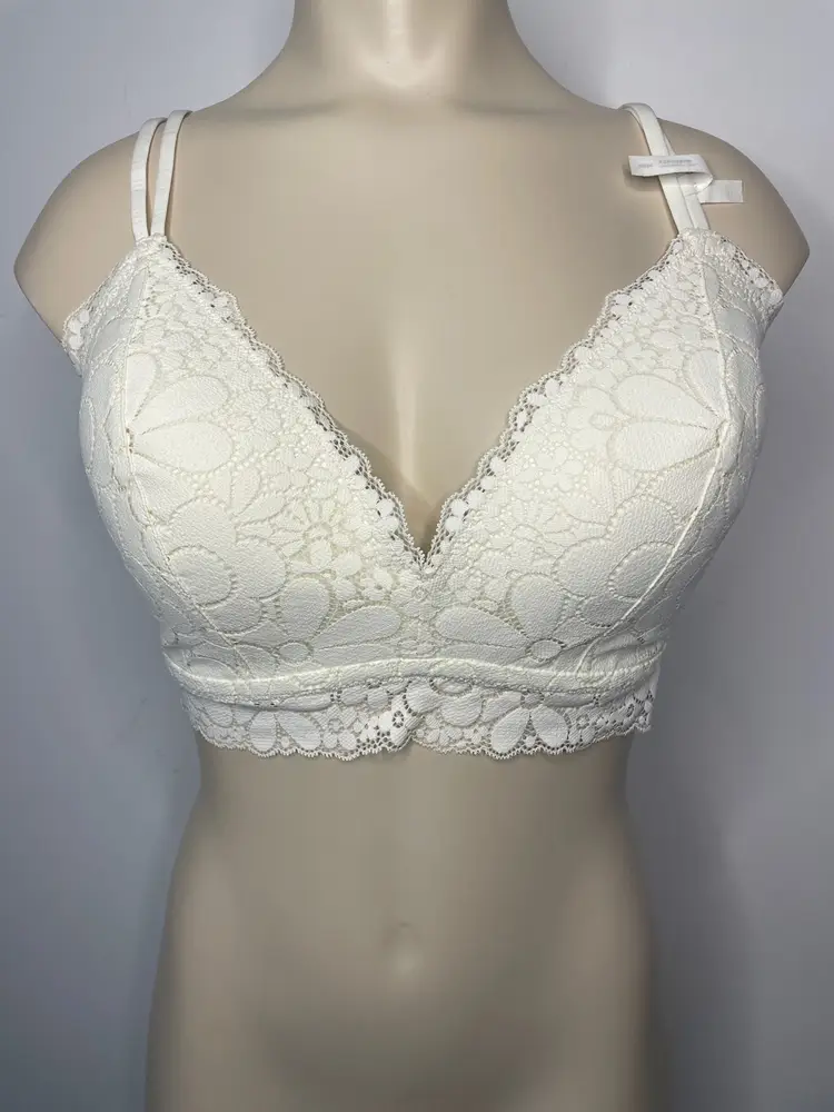Aerie Women's Size 34DD Wireless Convertible Bralette White Padded Lace Bra