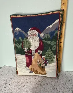 Vintage Old World Santa Claus Tapestry Throw Pillow Christmas Decor