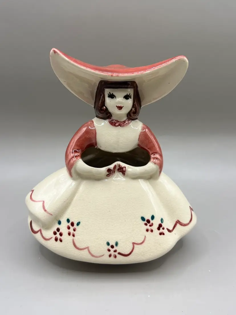 Goldammer Ceramics Lady Figurine Planter California MCM 5.25”