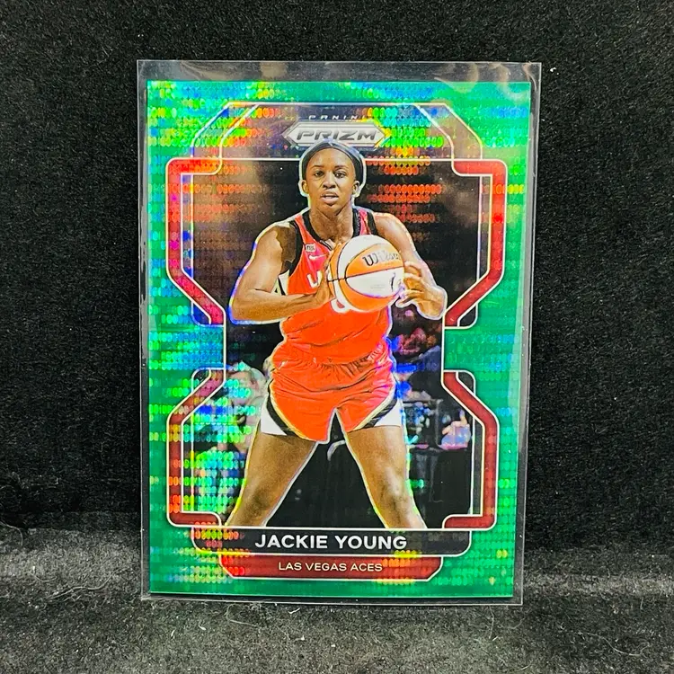 Jackie Young GREEN PULSAR /25 Prizm WNBA Basketball Card Las Vegas Aces Retail Parallel