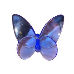 Baccarat Crystal, France Papillon Lucky Butterfly Sapphire Blue Figurine, 3 1/8"