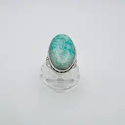 💎 Handcrafted Amazonite Ring in Sterling Silver Finish Size 7