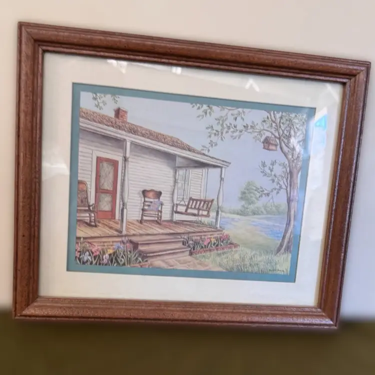 Wooden Framed Cottage Cabin Porch Art Print