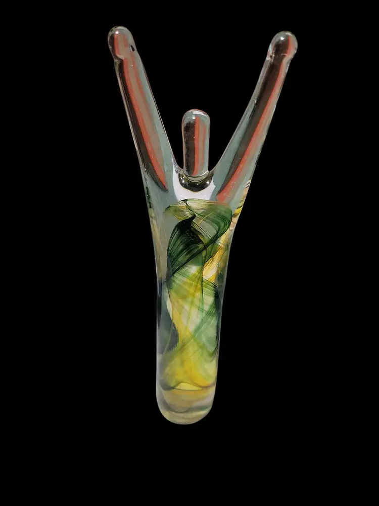 #01 Fireweed glass studio Celebration art glass statue designer by Susan Gottselig 11"t x 4" w