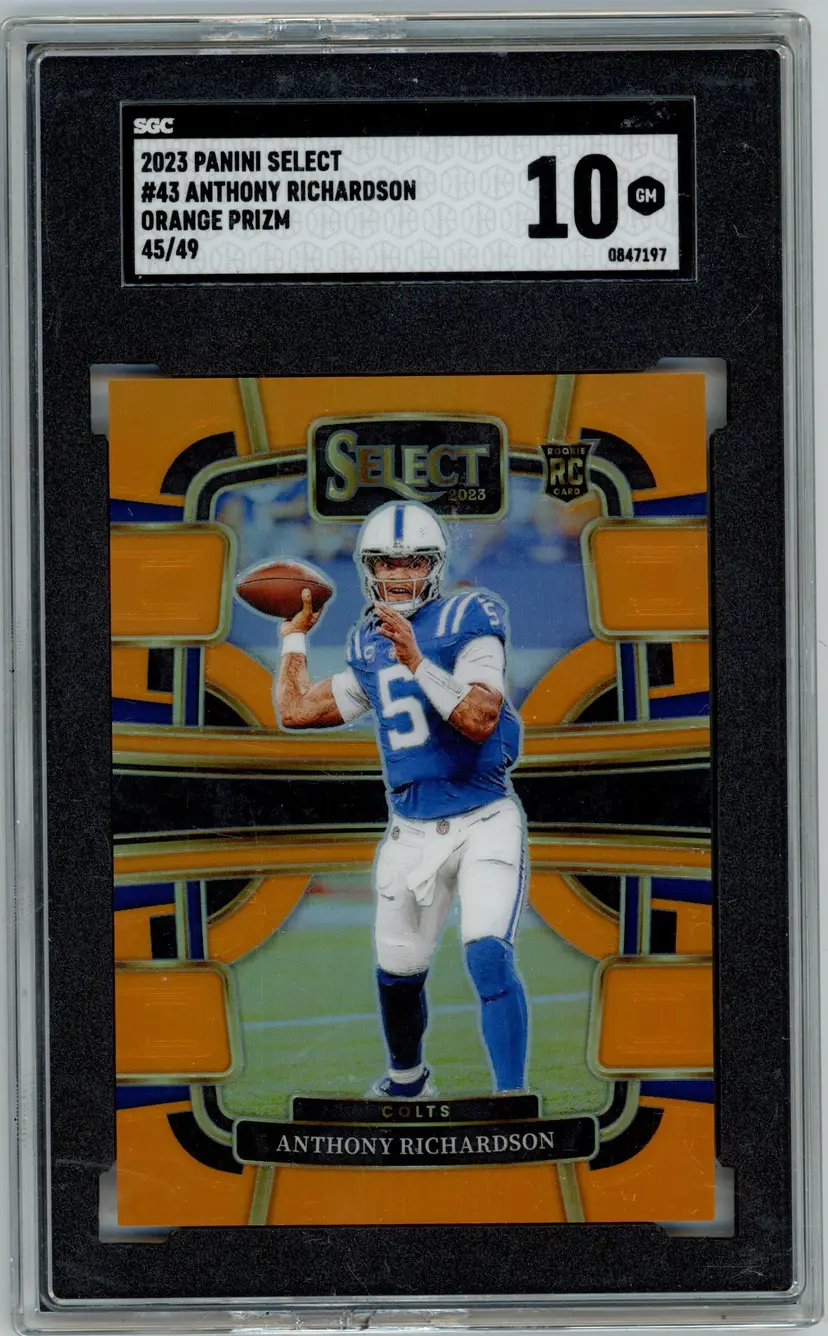 2023 Panini Select ANTHONY RICHARDSON RC Rookie /49 Orange Prizm SP #43 COLTS SGC 10 GM