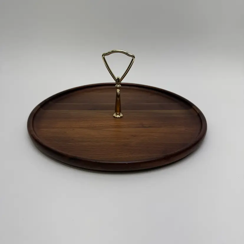 Vermillion Walnut Serving Tray/ Tidbit Server  Or Cheese Platter~MCM Vintage 1970’s
