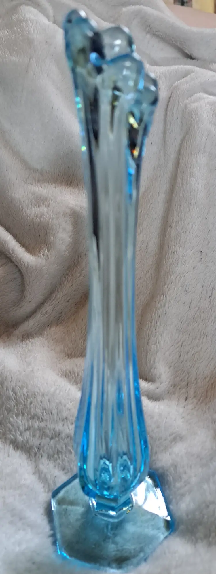 Vintage Glass Swung Vase Sky Blue