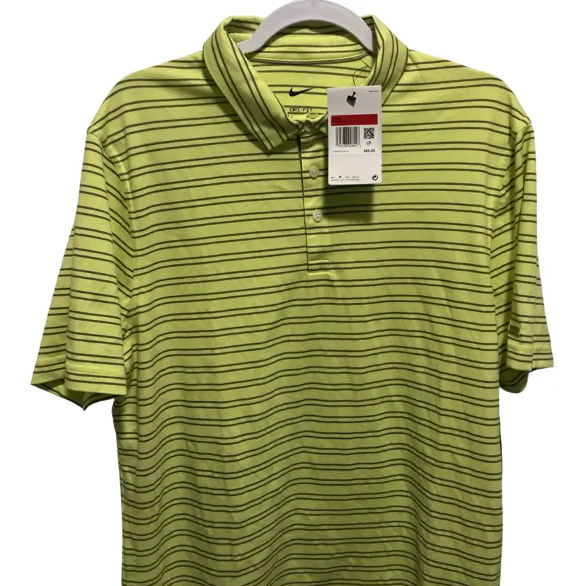 New-Nike $85 Nike men’s Striped Golf Shirt L Yellow