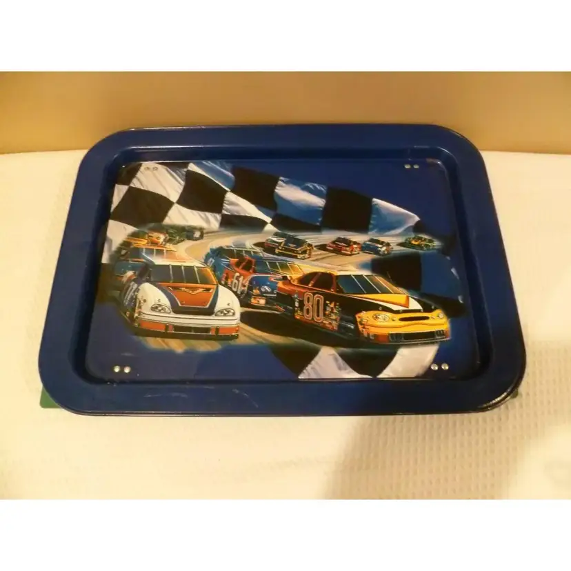 VINTAGE NASCAR RACE SCENE METAL TRAY