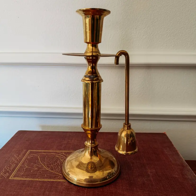 Brass Candlestick Holder & Hanging Snuffer