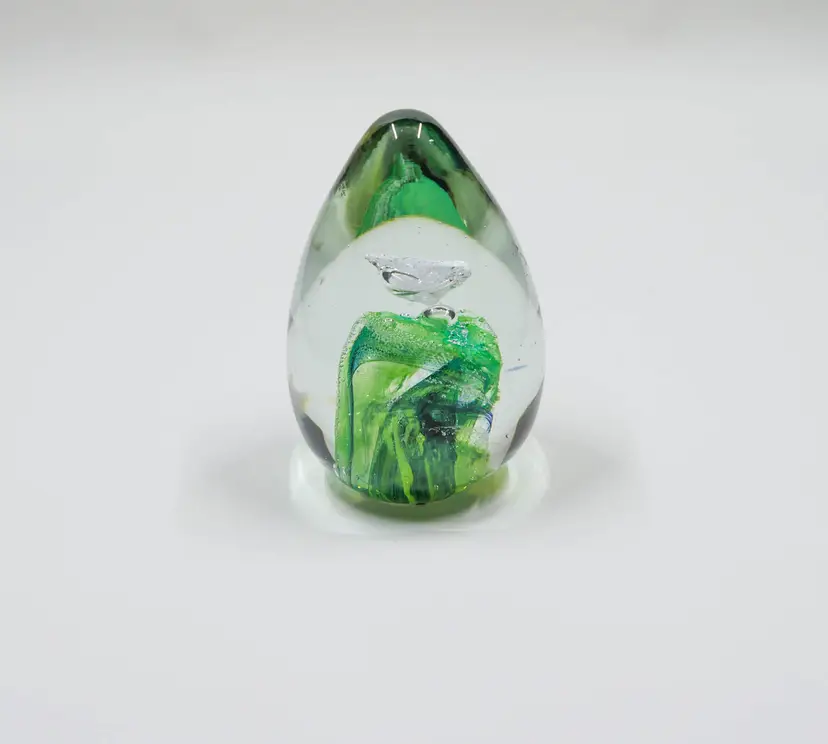 Kerry Glass Egg-Shaped Paperweight, Made in Ireland