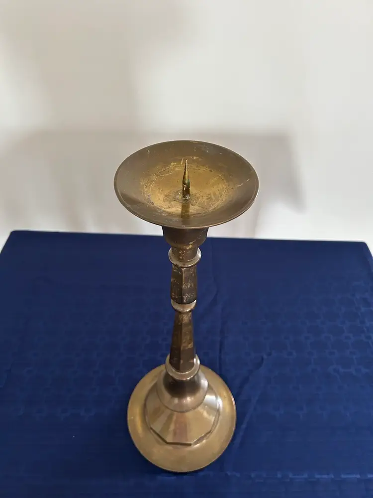 Vintage Solid Brass Candle Holder H 30 In Diameter 8 In Wt 3.7#