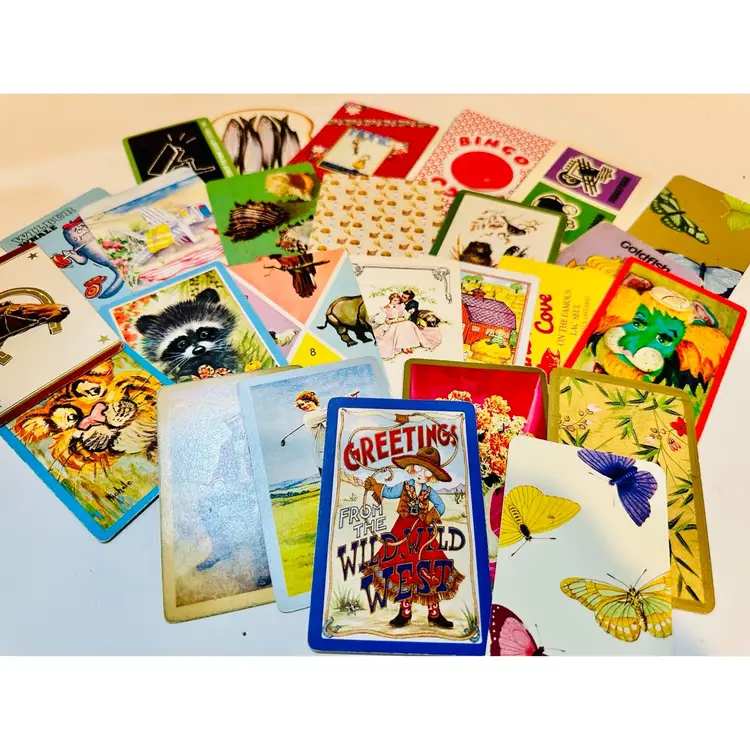 Vintage Playing Card Lot – 20 Pack – Junk Journal Ephemera, Altered Art, Scrapbook Supply, Retro Mixed Media Bundle