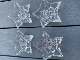 2 PAIR OF VINTAGE HAZEL ATLAS STAR CANDLE HOLDERS