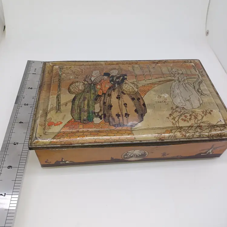 English Palm Toffee Candy Traditional Dutch Image Tin 1930