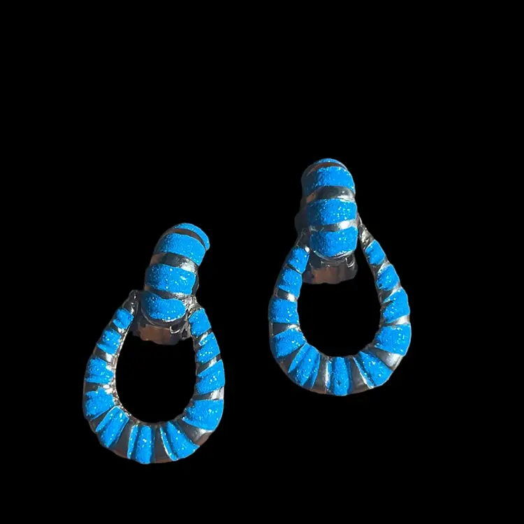 Turquoise And Gold Clip On Earrings