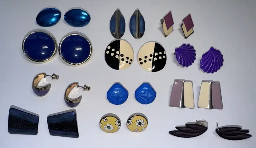 12 Pair Lot of Colorful Vintage Earrings 80’s & 90’s