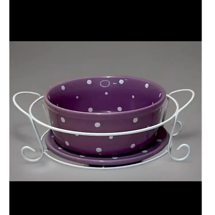 Temptations Presentable Ovenware By Tara Polka Dot Purple White 3 Piece 8”