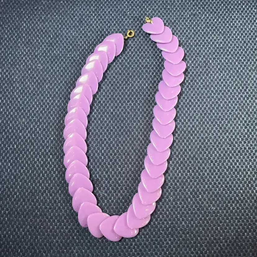 Vintage 16” Plastic Lavender Heart Necklace