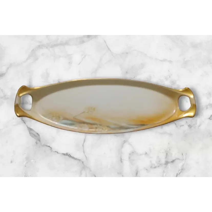 Agnaud Limoges France Handpainted Serving Platter Gold Gilt 1912-1938