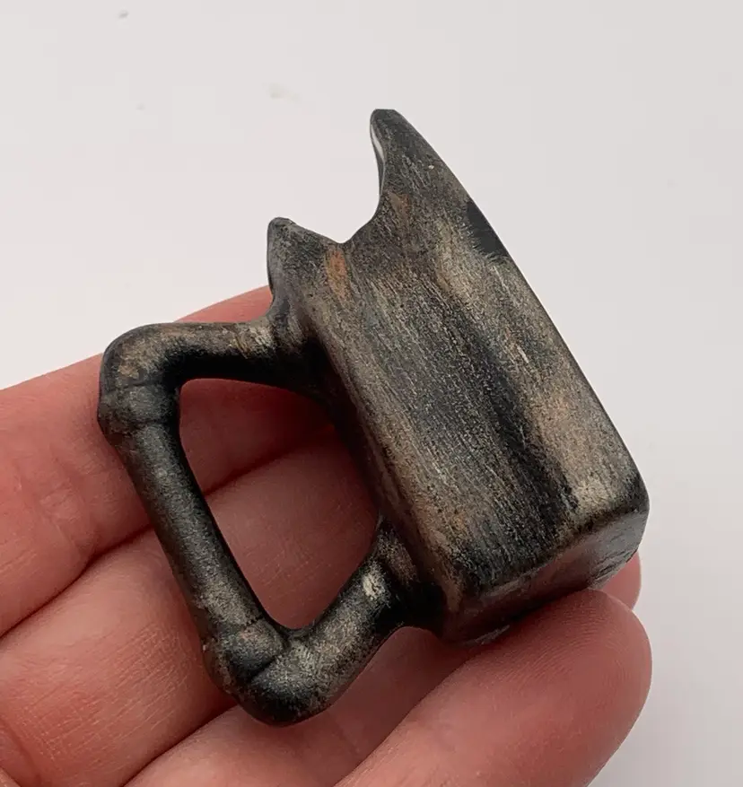 VTG Mini Iron Toothpick Holder Ceramic. Hand Painted To Look Like Metal. 