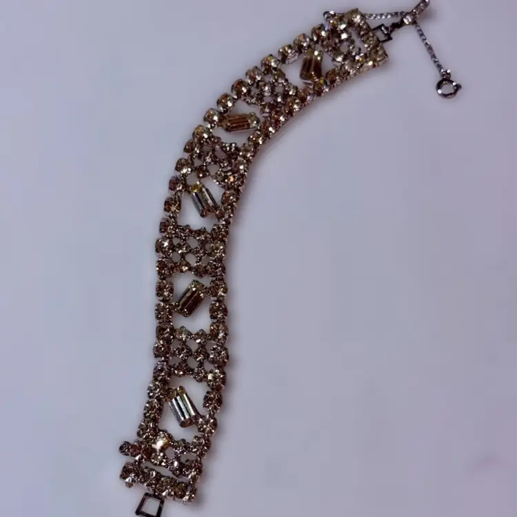 Vintage Rhinestone Bling Silvertone Bracelet