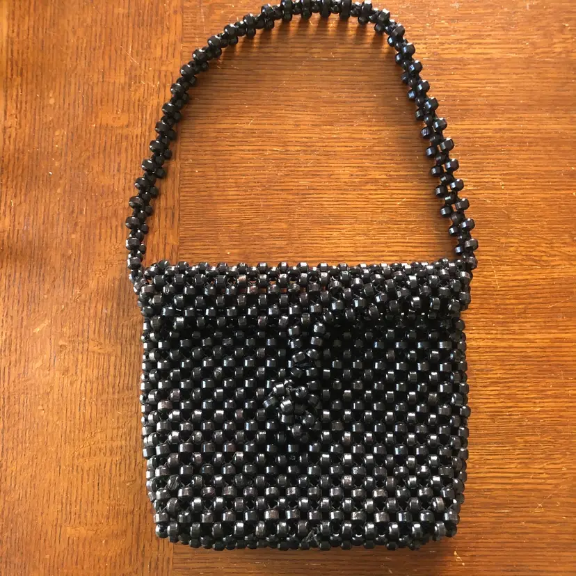 Vintage Full Beaded Purse Black