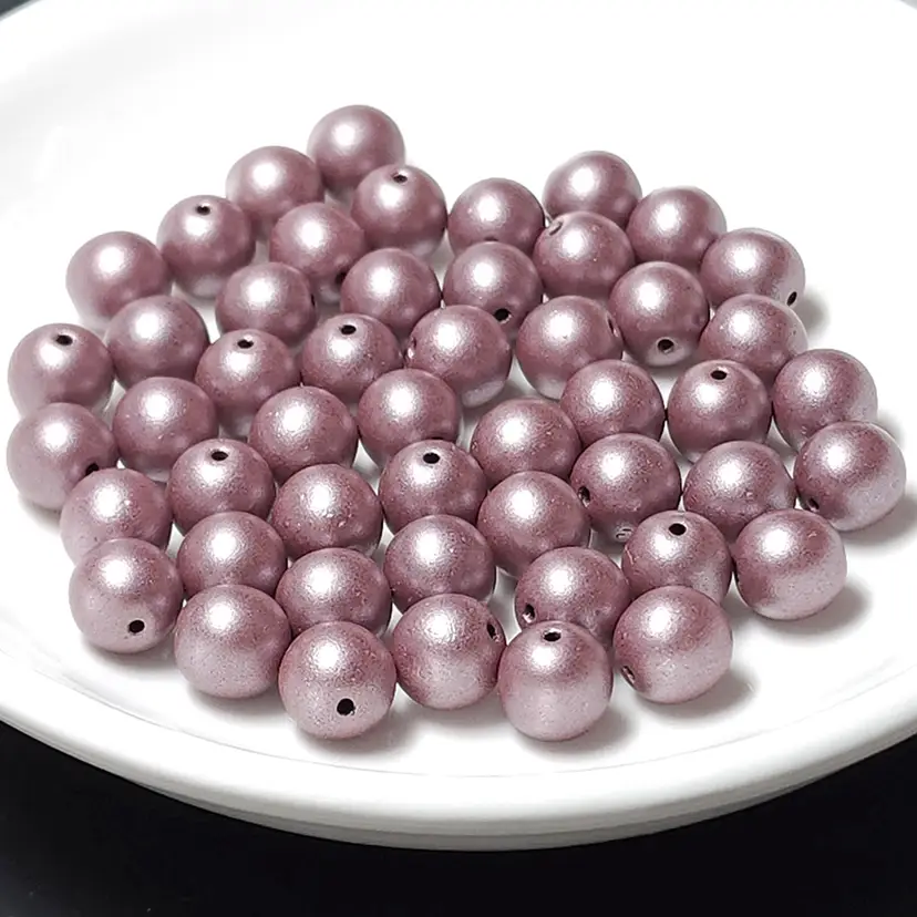 50pcs 8MM Czech Glass Beads, mauve satin #BC100