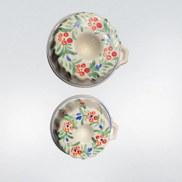 Vintage Ceramic Jello Molds Made By Enesco Hand painted Florals