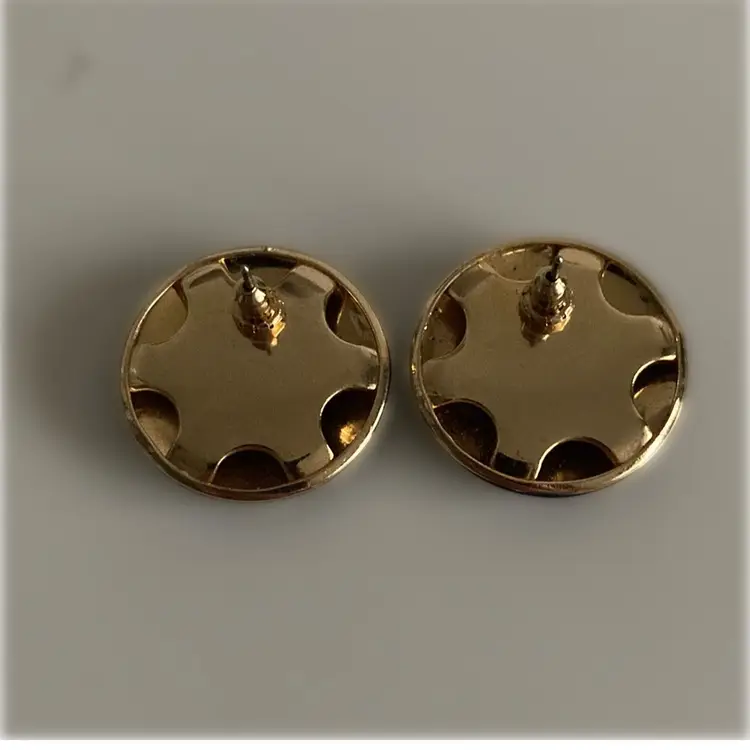 Vintage Jewelry Designer Ginnie Johansen Monogram Gold Overblack Earrings