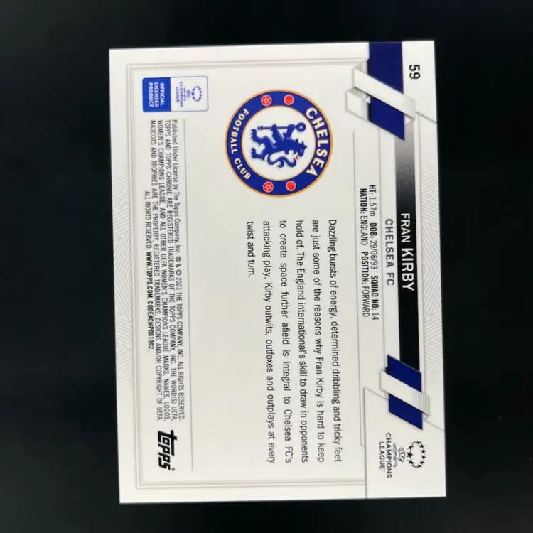 Fran Kirby 2022/23 Topps Chrome UWCL Inferno /75 Soccer Card