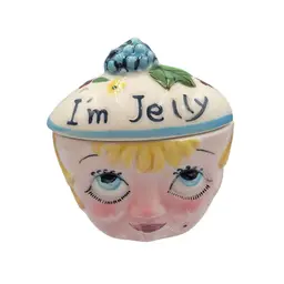 1940s Im Jelly Anthropomorphic Ceramic Condiment Jar With Lid