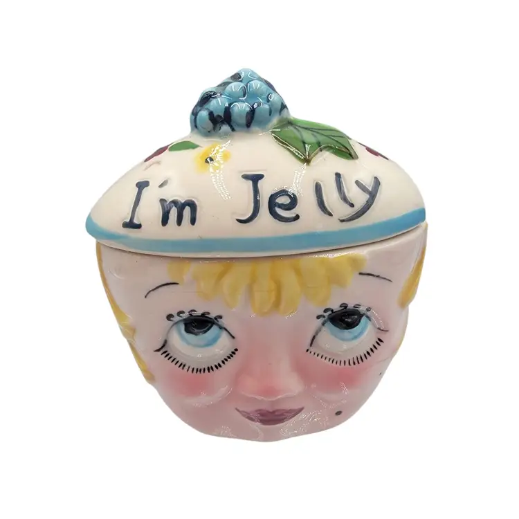 1940s Im Jelly Anthropomorphic Ceramic Condiment Jar With Lid