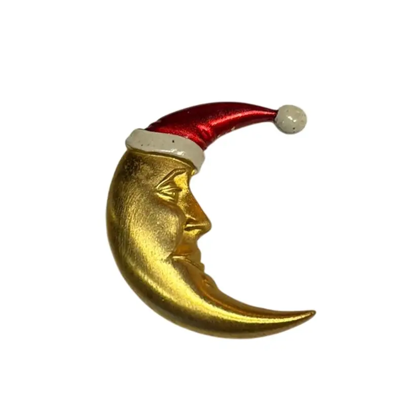 Vintage Signed “JJ” Christmas Cap Moon - 2”