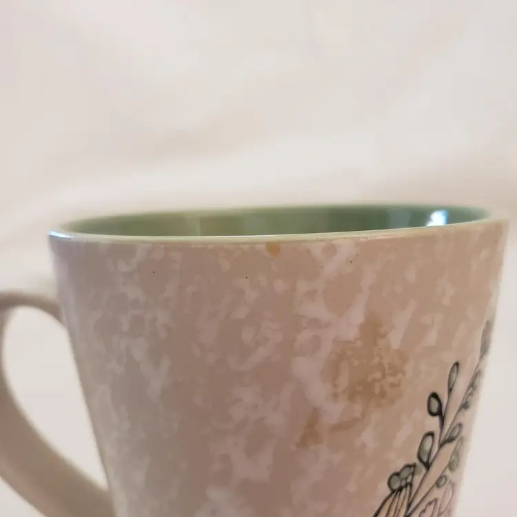 Bumble Bee Mug Eaton Flower Garden Coffee Cup Hand Painted 13 oz Ceramic 4½" Tall