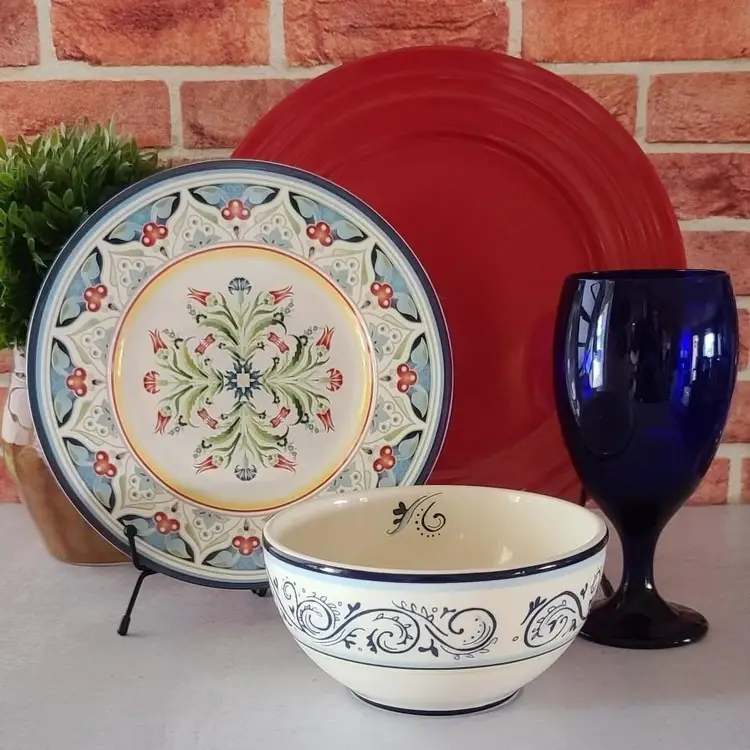 Mix~Match - Tunisian Blue 4 pc place setting