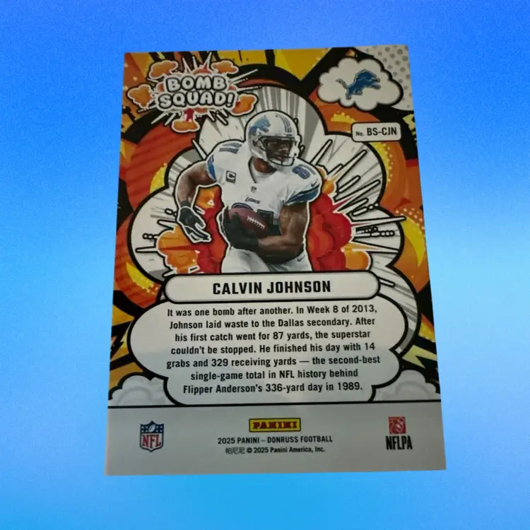 Calvin Johnson Bomb Squad Insert – Panini Donruss Football – Lions – Megatron