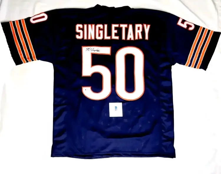MIKE SINGLETARY AUTO Signed Jersey #50 Chicago Bears NFL HOF COA BECKETT EXC!