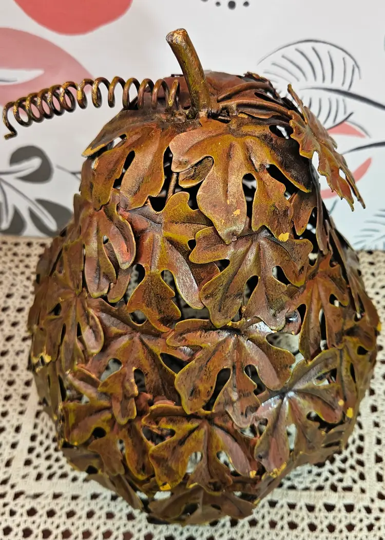 Tall Metal Leaf Wire Pumpkin Tabletop Thanksgiving Fall Tabletop Decor