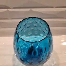 Vintage Large Blue Empoli Optic Hand Blown Glass Brandy Snifter Vase