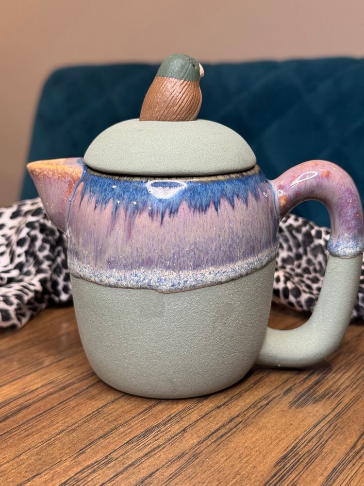 LARGE SALTGLAZED Bird Ceramic Pitcher
