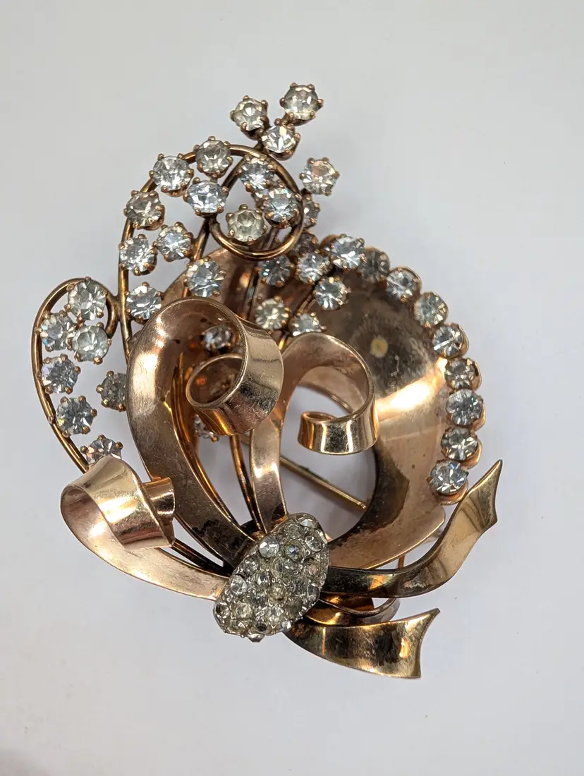 CHARLES REIS Co. Intricate Gold Filled Floral Spray Wreath Brooch