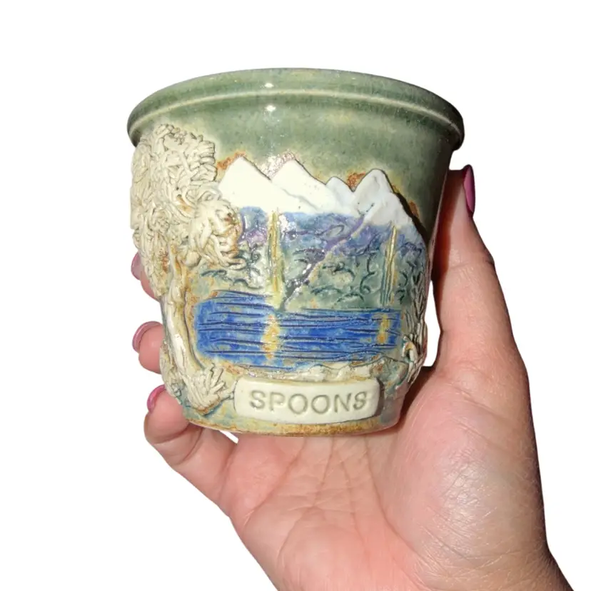 New Zealand Pottery Spoons Pot