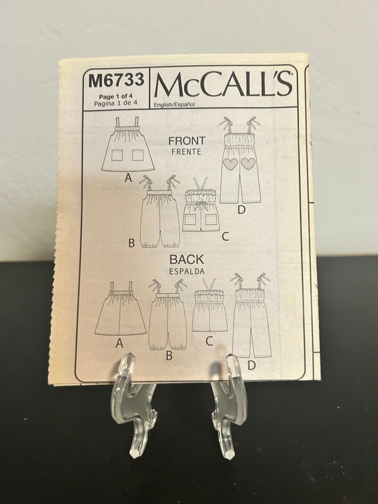McCall’s Pattern M6733 Girls Dress Rompers Jumpsuit Uncut FF