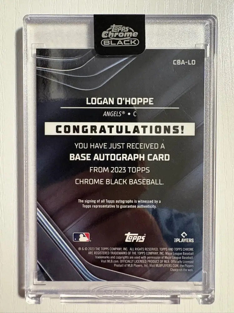 2023 Topps Chrome Black Logan O’Hoppe Green Rookie Auto /99 Los Angeles Angels