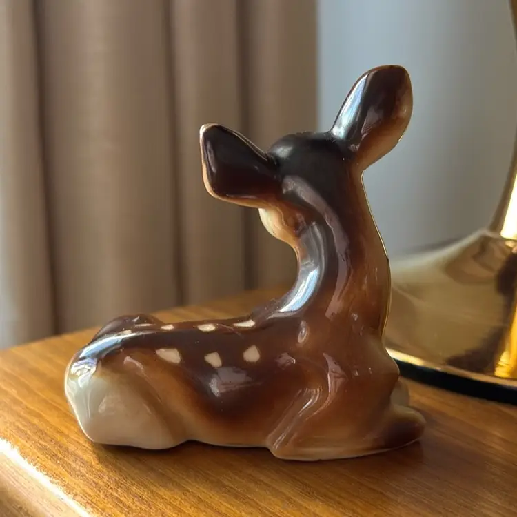 Vintage Deer Figurine Laying Down Fawn Japan