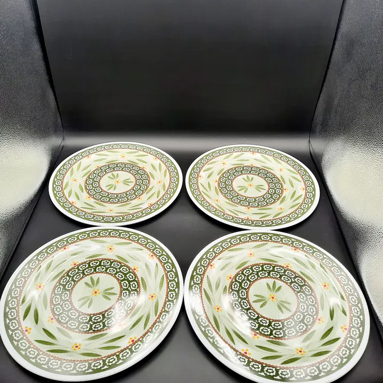 Temptations Melamine Old World Green Outdoor Plates & Serving Set of 13 Pieces